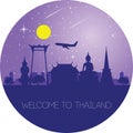 Main Thailand landmark,outline silhouette design