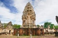 Main tower and courtyard of ancient Khmer temple built of red sandstone and laterite and dedicated to the Hindu god Shiva