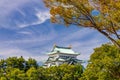 Main Tower Keep And Kinshachi,Golden Tiger-Fish Roof Ornaments At Nagoya Castle Royalty Free Stock Photo