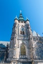 Main tower of Roman Catholic metropolitan Cathedral of Saints Vitus in Prague, Czech Republic Royalty Free Stock Photo