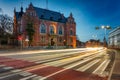 The Main Town of Gdansk with the City Hall and a Main Railway Station at dusk, Poland Royalty Free Stock Photo