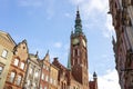 The Main Town Hall of Gdansk, Poland. Old historical colorful building architecture facade of Old Town. Traveling Europe Royalty Free Stock Photo