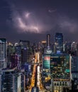 Main traffic high way under raining and storm