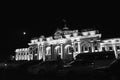 Main train station of Odessa at night, front view