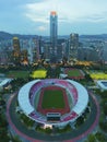 The main venue of Tianhe Sports Center at dusk