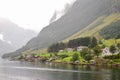 Main view of Bakka, a tiny village in the municipality of Aurland in Sogn og Fjordane county, Norway. Royalty Free Stock Photo