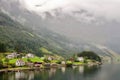 Main view of Bakka, a tiny village in the municipality of Aurland in Sogn og Fjordane county, Norway. Royalty Free Stock Photo