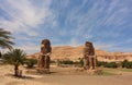 Main view of Colossi of Memnon statues, Luxor, Egypt Royalty Free Stock Photo