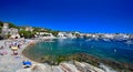 Main view of `Es Llaner Gran` beach in CadaquÃÂ©s village, Catalonia, Spain