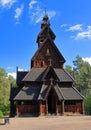 Main view of Gol Church, a stave church originally built in Gol city, but now located in the Norwegian Museum of Cultural History Royalty Free Stock Photo