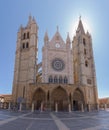 Main view at the Santa MarÃ­Â­a de Regla de LeÃ³n Cathedral, iconic gothic and romanesque facade building