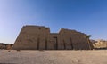 Main view to an Ancient Egyptian Medinet Habu, Mortuary Temple of Ramesses III, near the Luxor,