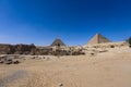 Main View to the Great Sphinx of Giza, is a giant limestone statue with the Great Pyramid in Background in Giza Royalty Free Stock Photo