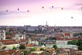 The main view of Vilnius Old town with air balloo