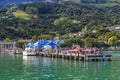 Main wharf at Akaroa, New Zealand, as seen from the harbour Royalty Free Stock Photo