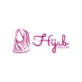 Mainabaya, hijab, veil on pink color logo Ideas. Inspiration logo design. Template Vector Illustration. Isolated On White