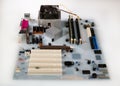 Mainboard card computer flooded by white colored water Royalty Free Stock Photo