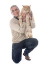 Maine coon cat and man Royalty Free Stock Photo