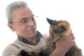 Maine coon cat and man Royalty Free Stock Photo