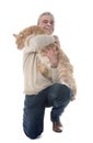 Maine coon cat and man Royalty Free Stock Photo