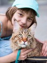 Maine Coon on grass in garden Royalty Free Stock Photo