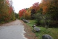 Maine country road in autumn with boulders Royalty Free Stock Photo