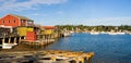Maine fishing harbor panorama Royalty Free Stock Photo