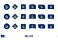 Maine flag set, simple flags of Maine with three different effects