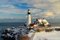 Maine Lighthouse in winter Royalty Free Stock Photo
