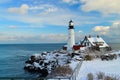 Maine Lighthouse in winter Royalty Free Stock Photo
