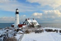 Maine Lighthouse in winter