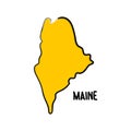 Maine map outline, hand drawn silhouette design background