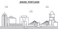 Maine, Portland architecture line skyline illustration. Linear vector cityscape with famous landmarks, city sights