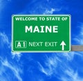 MAINE road sign against clear blue sky Royalty Free Stock Photo