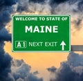 MAINE road sign against clear blue sky Royalty Free Stock Photo