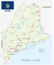 Maine road vector map with flag Royalty Free Stock Photo