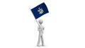 Maine state flag. 3d Man holding and waving Maine flag on transparent background. Loop. Alpha channel.