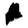 Maine, state of USA - solid black silhouette map of country area. Simple flat vector illustration