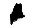 Maine US Map. ME USA State Map. Black and White Mainer State Border Boundary Line Outline Geography Territory Shape Vector Illustr