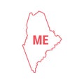 Maine US state map red outline border. Vector illustration. Two-letter state abbreviation