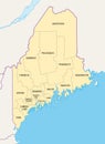 Maine, U.S. state subdivided into 16 counties, political map Royalty Free Stock Photo