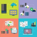 Mainframe, computer, cloud storage, big data, security and protection icons