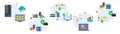 Mainframe, computer, cloud storage, big data, security and protection icons