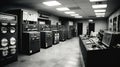 Mainframe Computer Room Of The S Featuring Large Reeltoreel Tape Drives. Generative AI Royalty Free Stock Photo