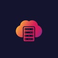 Mainframe, hosting, cloud storage vector icon