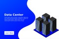 Mainframe, powered server, high technology concept, data center, cloud data storage isometric