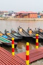 Maing Thauk, Myanmar - April 2019: traditional Burmese floating house on water in Inle lake Royalty Free Stock Photo