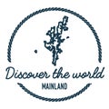 Mainland Map Outline. Vintage Discover the World.