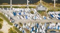 Winter harbour with plenty sailing boats shot from above