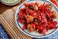 Chicken with sichuan chili peppers spicy chicken Red hot